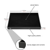 JETEHO Black Velvet Stackable Jewelry Tray Showcase Display Stackable Necklace Bracelet Ring Showcase Display Empty Plate