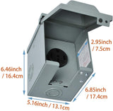 50 Amp Power Outlet Box Nema 14 50R Receptecle 125/250 Volt Waterproof Lockable Outlet Electric Box, RV Accessoriesfor RV Camper Travel Trailer Electric Car, ETL Listed.