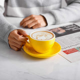 Sweese 403.002 Porcelain Cappuccino Cups with Saucers - 6 Ounce for Specialty Coffee Drinks, Latte, Cafe Mocha and Tea - Set of 6, Multicolor, Hot Assorted Colors