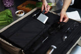Waxed Canvas Chef Knife Bag Holds 19 Knives PLUS Knife Steel Meat Cleaver and Large Storage Compartments! Our Most Durable Professional Line Knife Carrier Includes Custom Padlock! (Bag Only) (Grey)