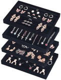 Sackcloth Stackable Jewelry Tray With Lid Jewelry Organizer For Drawer Earring Storage Necklace Organizer Ring Box Bracelact Display Set(gray-black)
