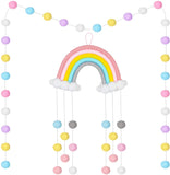ituansen Rainbow Pom Pom Garland,Macrame Rainbow Wall Hanging Decor Tassel Garland Pom Pom Ball String Banner for Home Decor Nursey Dorm Room Kids Room Decor Baby Shower Party Supplies (R6)