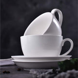 Kingrol 8 Ounce Porcelain Cappuccino Cups with Saucers and Spoons, Set of 6 Espresso Mugs for Latte, Mocha, Cappuccino and Tea