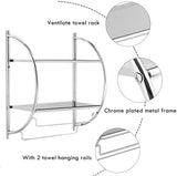 TANGKULA Wall Mount 2 Tier Bathroom Shelf with Towel Bars, 18"W X 10"D X 22"H, Chrome Bathroom Shelf, Home Toilet Double Layer Storage Shelf, Rustproof Chrome Shelf, Towel Shelf
