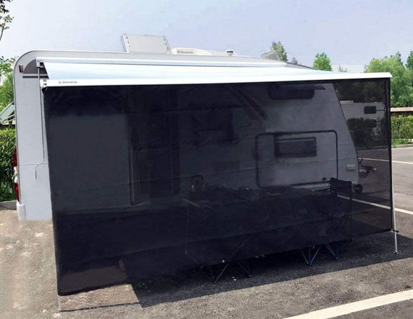 Tentproinc RV Awning Sun Shade Screen 7' X 11'3'' - Black Mesh Sunshade UV Blocker Complete Kits Motorhome Camping Trailer Canopy Shelter - 4 Years Limited Warranty