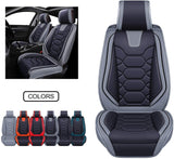 Leather Car Seat Covers, Faux Leatherette Automotive Vehicle Cushion Cover for Cars SUV Pick-up Truck Universal Fit Set for Auto Interior Accessories (OS-004 Full Set, Black)