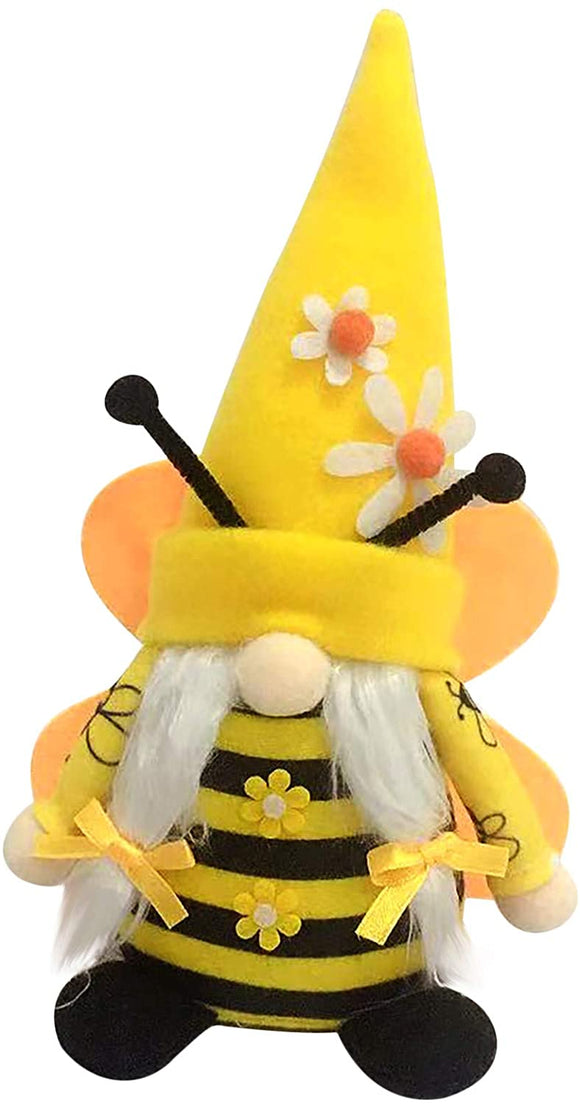 Bee Gnome Spring Sunflower Doll Decor, Handmade Bumble Plush Faceless Doll Ornaments, Bedroom Desktop Gnomes Ornaments, Handmade Gnome Faceless Plush Doll Gifts, Bee Festival Ornaments (Yellow2)