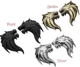 UpAuto 2pcs Cool Wolf Head Car Side/Rear/Front Decorations Badge Emblem 3D Self-Adhesive Nameplate Sticker for Car (Silver)
