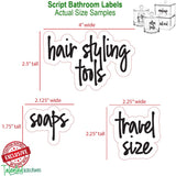 Black Script Bathroom Labels Talented Kitchen Script Bathroom Organization Labels – 123 Black Bath, Beauty & Makeup Preprinted Stickers. Water Resistant Decals (Set of 123 – Black Script Bathroom)