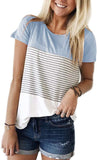 Round Neck Triple Color Block Stripe T-Shirt