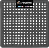 Gorilla Grip Patented Shower Stall Mat, 21x21 Bath Tub Mats, Washable, Square Bathroom Mats for Showers with Drain Holes, Suction Cups, White