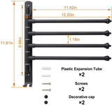 Lonffery Outdoor Towel Rack, Black Bathroom Rack, 4-Arm Wall Towel Bar for Pool, Hot Tub, Spa, Matte Black