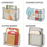 mDesign Farmhouse Metal Wire Wall & Cabinet Door Mount Kitchen Storage Organizer Basket Rack - Mount to Walls and Cabinet Doors in Kitchen, Pantry, and Under Sink - Bronze
