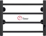 JSLOVE Towel Warmer 4 Bars with Built-in Timer Wall Mounted Electric Heated Towel Racks for Bathroom, Stainless Steel Hot Plug-in Bath Towel Heater, Matte Black