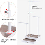 Love-KANKEI Necklace Holder Jewelry Tree Stand Adjustable Height with Large Storage for Necklaces Bracelets Earring Rings Drawer Jewelry Organizer Jewelry Display White and White