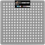 Gorilla Grip Patented Shower Stall Mat, 21x21 Bath Tub Mats, Washable, Square Bathroom Mats for Showers with Drain Holes, Suction Cups, White