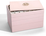 Vlando Stackable Jewelry Tray - Faux Leather Multi-purpose Multi-Layer Jewelry Accessories Earring Necklace Bracelet Rings Display Storage and Organizer for Desktop Drawer, 4-Layer w/Lid, Pink
