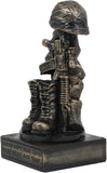 Ebros Patriotic Fallen Soldier Memorial Statue 8" Tall Military Rifle Helmet Boots Dog Tag Sculpture for Desktop Shelves Office Study Table Home Decor Figurine