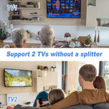 Digital Outdoor Amplified hd tv Antenna 150 Miles Range,Support 4K 1080p and 2 TVs with 33 ft Coax Cable,Adapter,mounting Pole