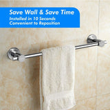BOPai 24 inch Vacuum Suction Cup Towel Bar,Removeable Shower Mat Rod Shower Door Adhesive Towel Bar Suction Towel Rack,Premium Chrome
