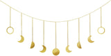 Mkono Moon Phase Wall Hanging Moon Garland Decor Boho Home Decoration Moon Hang Art Ornaments for Bedroom Headboard Living Room Dorm Nursery Apartment Office, Gold, 53"