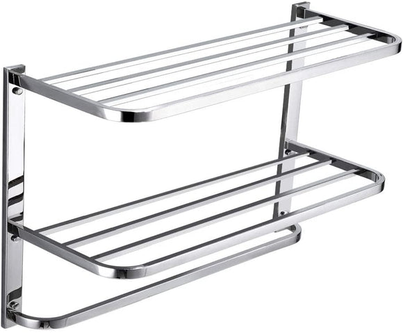 3-Tier Bathroom Shelf with Towel Bars, Stainless Steel Wall Mounting Rack,29-1/4 Inch