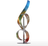 Tooarts Square and Ribbon Modern Metal Sculpture Iron Abstract Statue Ornament Home Decor