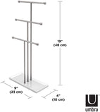 Umbra 299330-491-REM Trigem Hanging Organizer – 3 Tier Table Top Necklace Holder, Box Display with Jewelry Tray Base, One Size, Nickel
