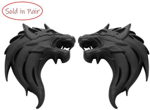 UpAuto 2pcs Cool Wolf Head Car Side/Rear/Front Decorations Badge Emblem 3D Self-Adhesive Nameplate Sticker for Car (Silver)