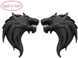 UpAuto 2pcs Cool Wolf Head Car Side/Rear/Front Decorations Badge Emblem 3D Self-Adhesive Nameplate Sticker for Car (Silver)