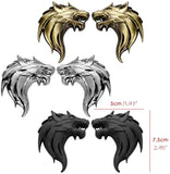 UpAuto 2pcs Cool Wolf Head Car Side/Rear/Front Decorations Badge Emblem 3D Self-Adhesive Nameplate Sticker for Car (Silver)