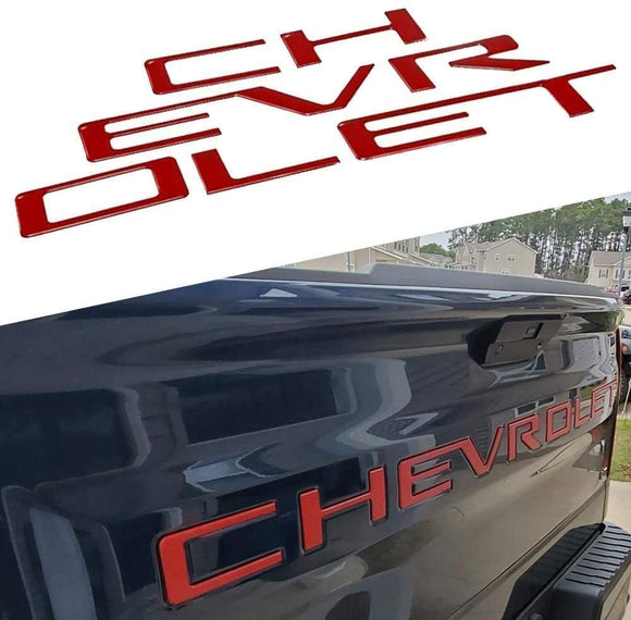 Tailgate Insert Letters Compatible for 2019-2021 Chevrolet Slverado - 3M Adhesive and 3D Raised Tailgate Letters