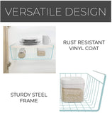 Smart Design Undershelf Storage Basket - Snug Fit Arms - Steel Metal Frame - Rust Resistant Finish - Cabinet, Pantry, & Shelf Organization - Kitchen (Medium, Light Blue)