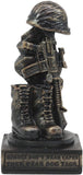 Ebros Patriotic Fallen Soldier Memorial Statue 8" Tall Military Rifle Helmet Boots Dog Tag Sculpture for Desktop Shelves Office Study Table Home Decor Figurine