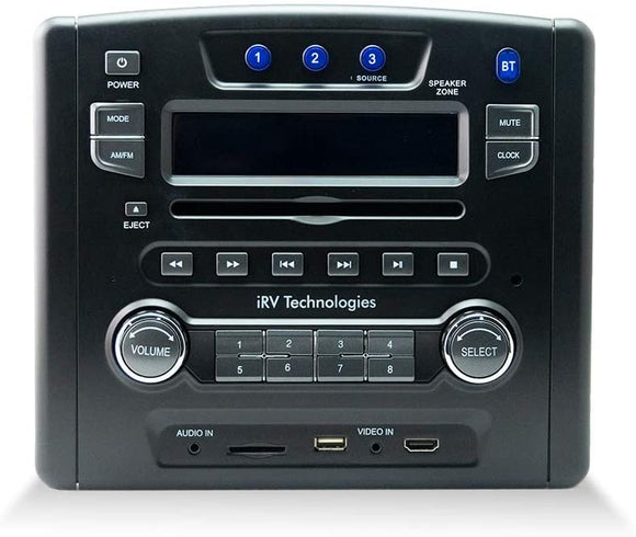 iRV Technology iRV34 AM/FM/CD/DVD/MP3/MP4 /USB/SD/HDMI/Digital2.1/Surround Sound/Bluetooth 3 Zones wall mount RV Radio Stereo