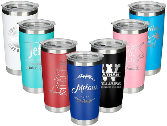 Personalized Tumbler 304 Stainless Steel 20oz Double Wall Vacuum Insulated Wine Beer Pint Coffee Splash Proof Lid Thermal Cup Custom Mug Bottle for Work Gym Fitness