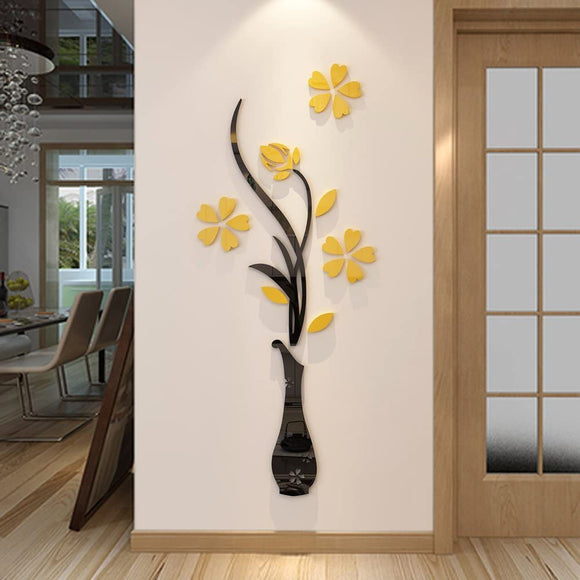 Hermione Baby 3D Vase Wall Murals for Living Room Bedroom Sofa Backdrop Tv Wall Background, Originality Stickers Gift, DIY Wall Decal Wall Decor Wall Decorations (Yellow, 59 X 23 inches)