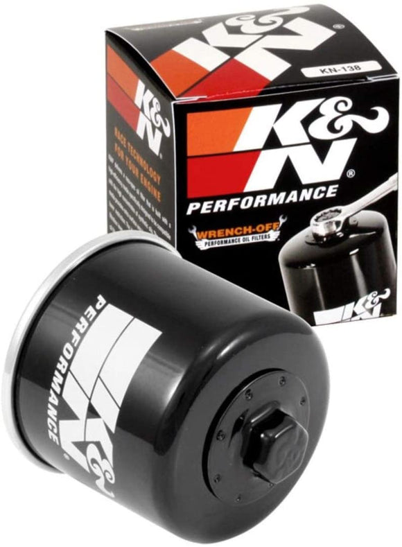 K&N Motorcycle Oil Filter: High Performance, Premium, Designed to be used with Synthetic or Conventional Oils: Fits Select Suzuki Motorcycles, KN-138, black, Fitment