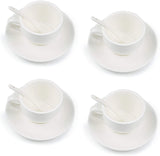Kingrol 8 Ounce Porcelain Cappuccino Cups with Saucers and Spoons, Set of 6 Espresso Mugs for Latte, Mocha, Cappuccino and Tea