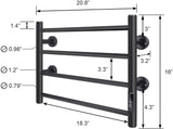 JSLOVE Towel Warmer 4 Bars with Built-in Timer Wall Mounted Electric Heated Towel Racks for Bathroom, Stainless Steel Hot Plug-in Bath Towel Heater, Matte Black
