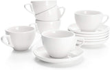 Sweese 403.002 Porcelain Cappuccino Cups with Saucers - 6 Ounce for Specialty Coffee Drinks, Latte, Cafe Mocha and Tea - Set of 6, Multicolor, Hot Assorted Colors