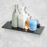 Alise Glass Shelf Bathroom Shelves Rectangle Toiletries Glass Holder Storage Organizer Wall Mount,Black Finish GBL008R-B