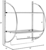 TANGKULA Wall Mount 2 Tier Bathroom Shelf with Towel Bars, 18"W X 10"D X 22"H, Chrome Bathroom Shelf, Home Toilet Double Layer Storage Shelf, Rustproof Chrome Shelf, Towel Shelf