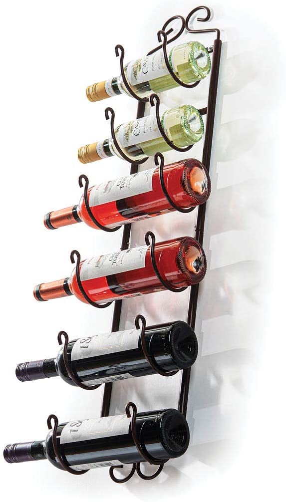 Sagler Towel Rack and Wine Rack - Bronze Wall Wine Rack - Wall Mounted Wine Rack fits up 6 Level Wine Bottles and Many Towels - fits as Bathroom Towel Holder, or Towel Hanger, or a Cap Rack