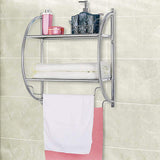 Safeplus Wall Mounted Bathroom Shelf with Towel Bars,2 Tier Bathroom Towel Rack, Rustproof Chrome Shelf with Storage Shelf,18" W X 10" D X 22" H