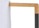 MyGift Freestanding 2-Tier Black Metal and Bamboo Towel Bar Rack