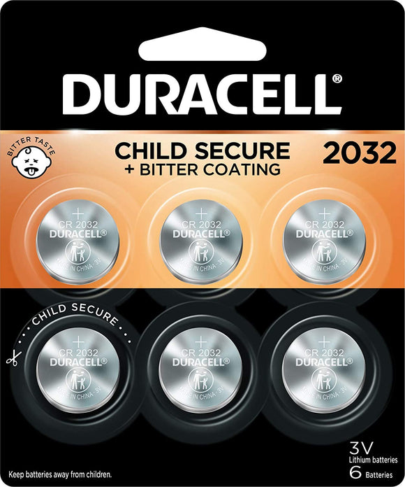 Duracell - 2032 3V Lithium Coin Battery - with Bitter Coating - 6 Count