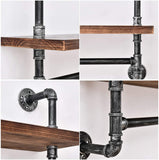 Industrial Pipe Shelf Rustic Wall Shelves with Towel Bar 24" Towel Racks for Bathroom 2-Layer Wood Hanging Shelving