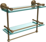 Allied Brass DT-2TB/16-GAL-BKM Dottingham 16 Inch Gallery Double Towel Bar Glass Shelf, Matte Black
