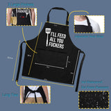 I'll Feed All You - Funny Aprons for Men, Women with 3 Pockets - Dad Gifts, Gifts for Men - Birthday, Mothers Day Gifts for Mom, Wife, Husband, Brother, Friends - Miracu Kitchen Cooking BBQ Chef Apron